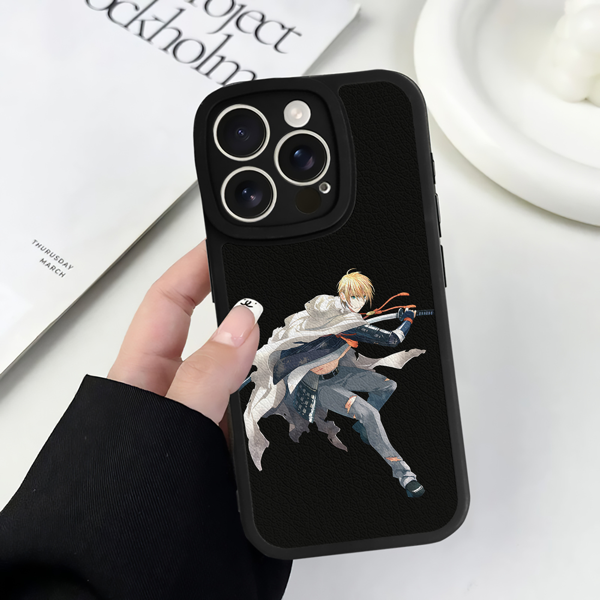 （画像用） 刀剣乱舞 Touken Ranbu 【iPhone 16シリーズ対応】シリコンスマホケース（レザー調） 材質：シリコン